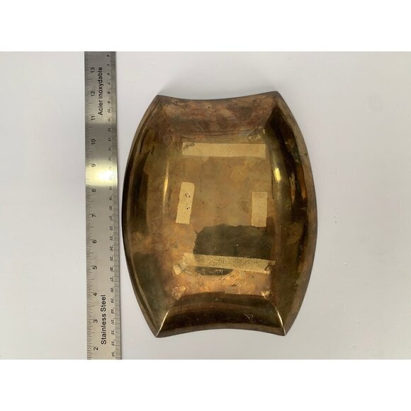 Decorative Brass Tray/Plate Made in Taiwan Woman Wearing Dress Vintage - Picture 7 of 8